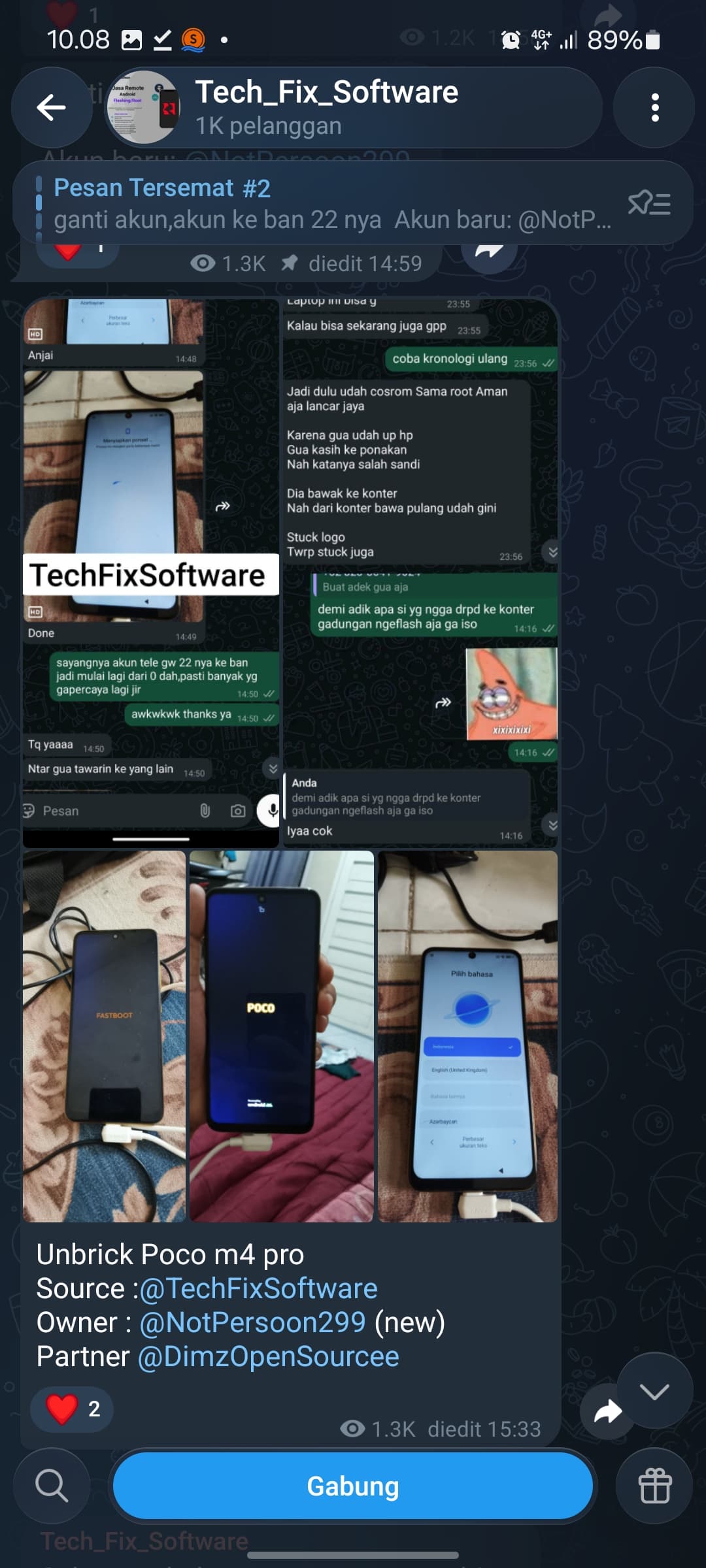 Screenshot percakapan pelanggan — Fix Bootloop